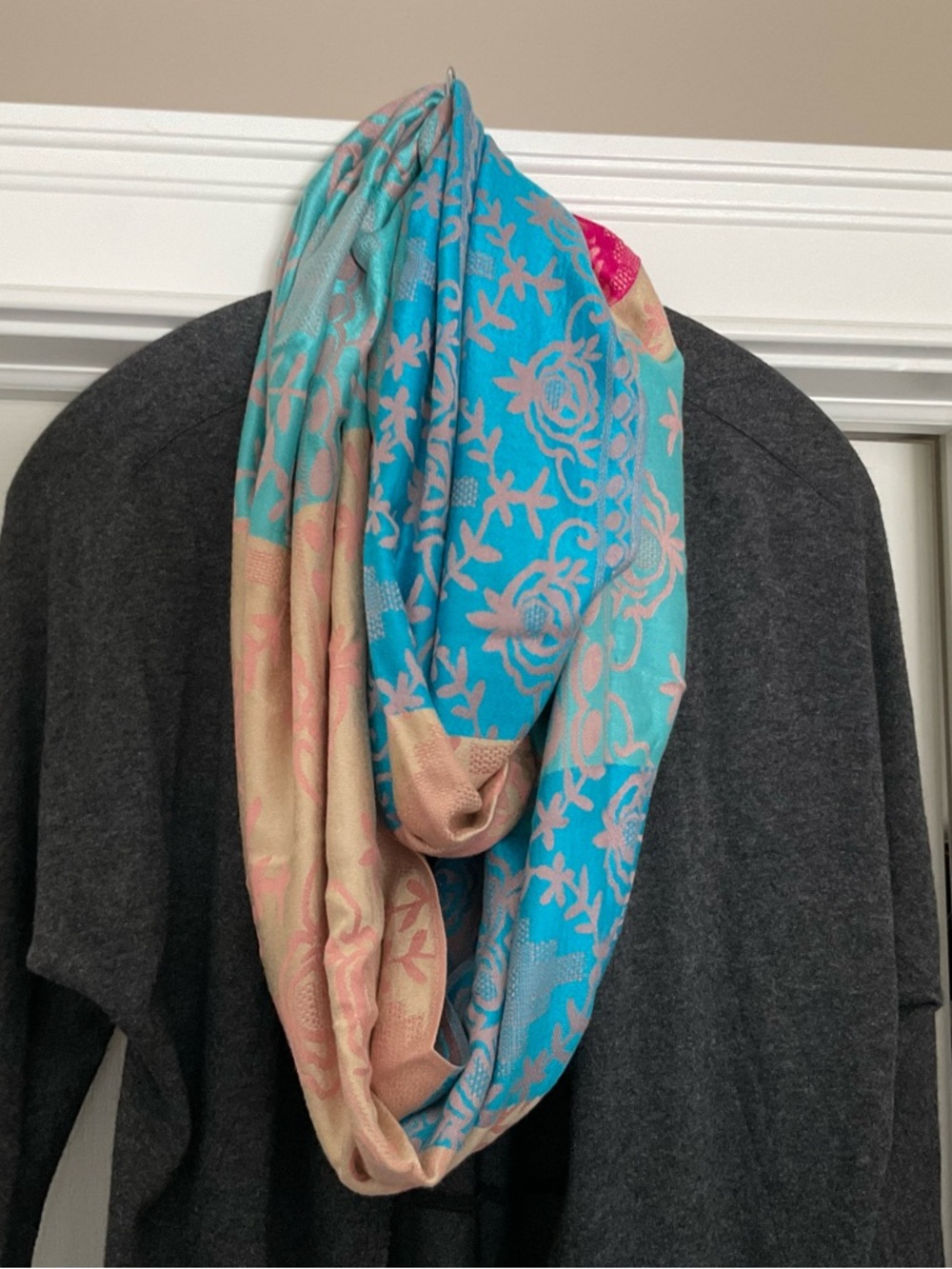 Desigual Blue & cream Floral Infinity Scarf - Women Accessories
